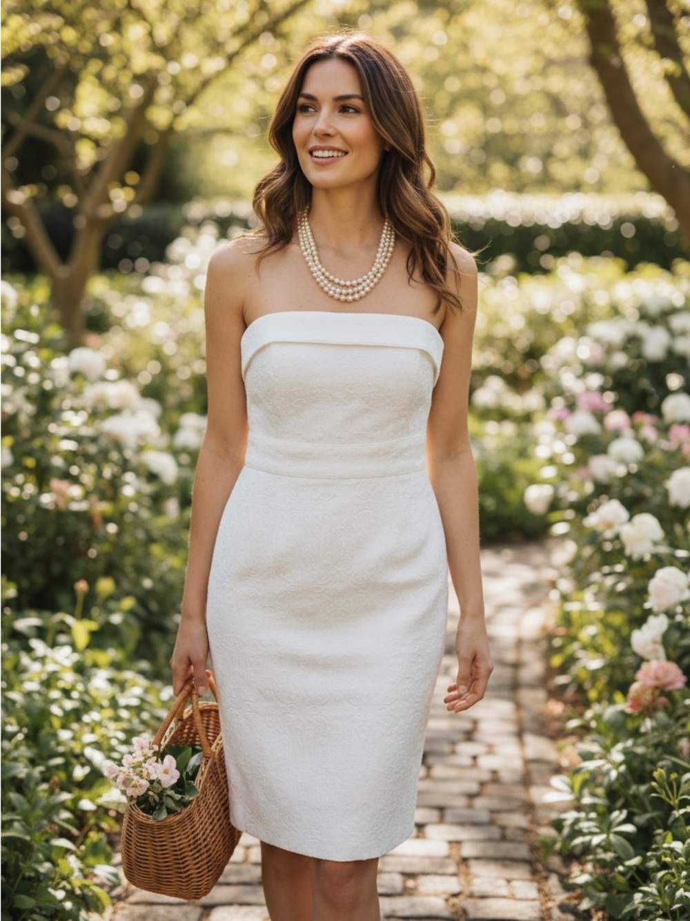 NWT WHBM, Strapless Sheath Dress with optional spaghetti straps. White, Size 6